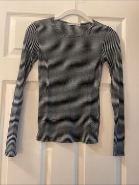Marine Layer Black and White Striped Long Sleeve Top